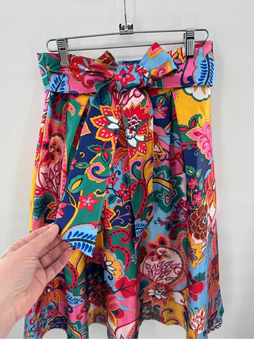 Boho Maximalist Paisley Floral Midi Skirt Colorful Eclectic Statement Piece